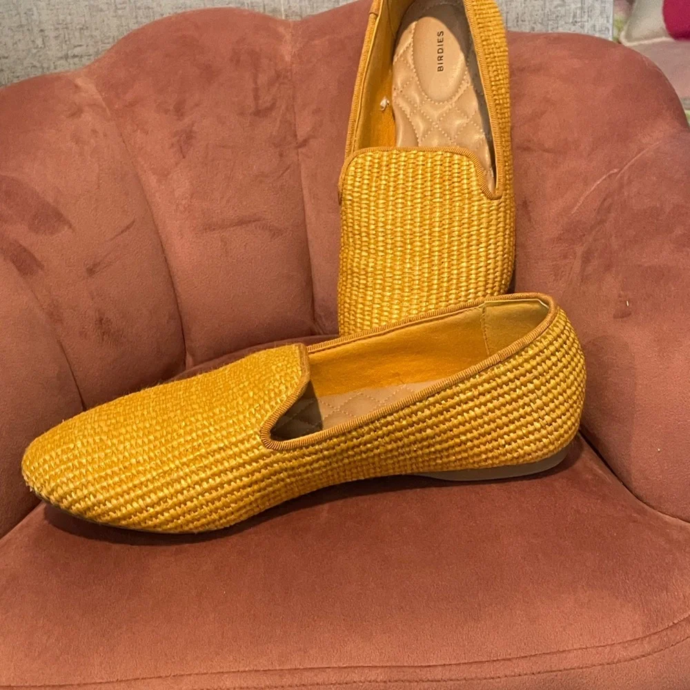 EUC Birdies The Starling Raffia Sunflower Woven Flats - Picture 2 of 5
